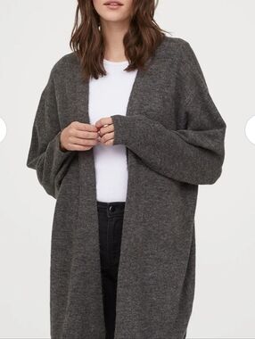 H&M Dark Gray Open-Front Longline Cardigan